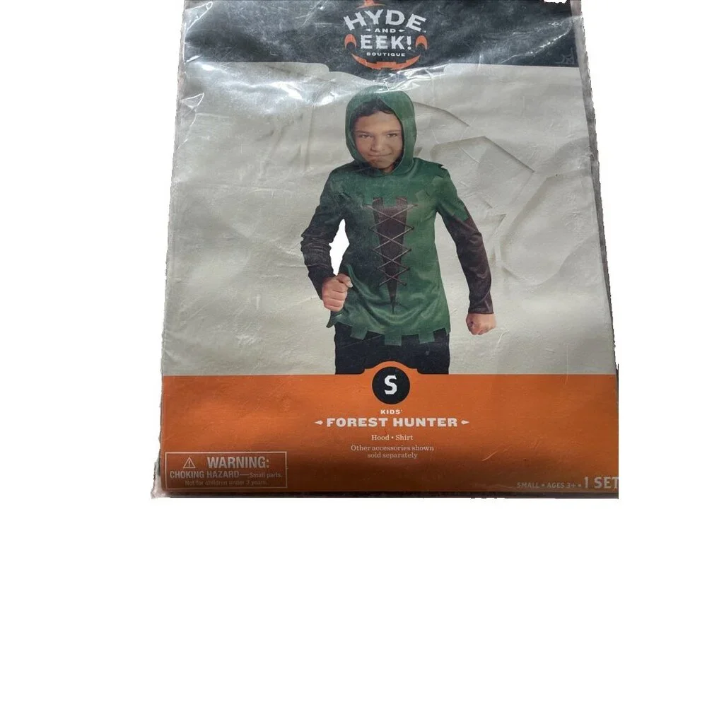 Target Hyde and Eek Forest Hunter Costume Boys Size S Green Hooded Outfit - Picture 2 of 5